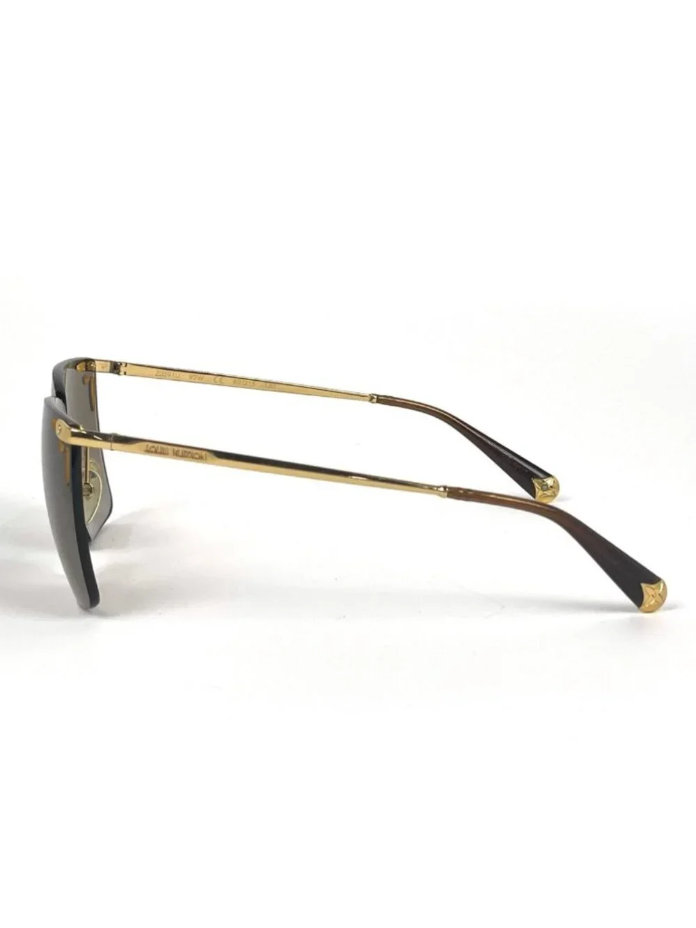 Louis Vuitton Sunglasses Rimless Metal Acetate Gold Brown Eyewear